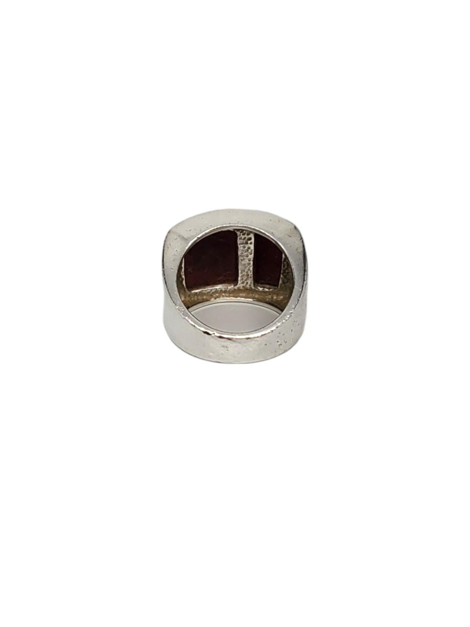 Taglio rotondo Anello di corallo in argento sterling Silpada misura 8 #17526 in vendita