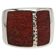 Silpada Sterling Silver Coral Ring Size 8 #17526