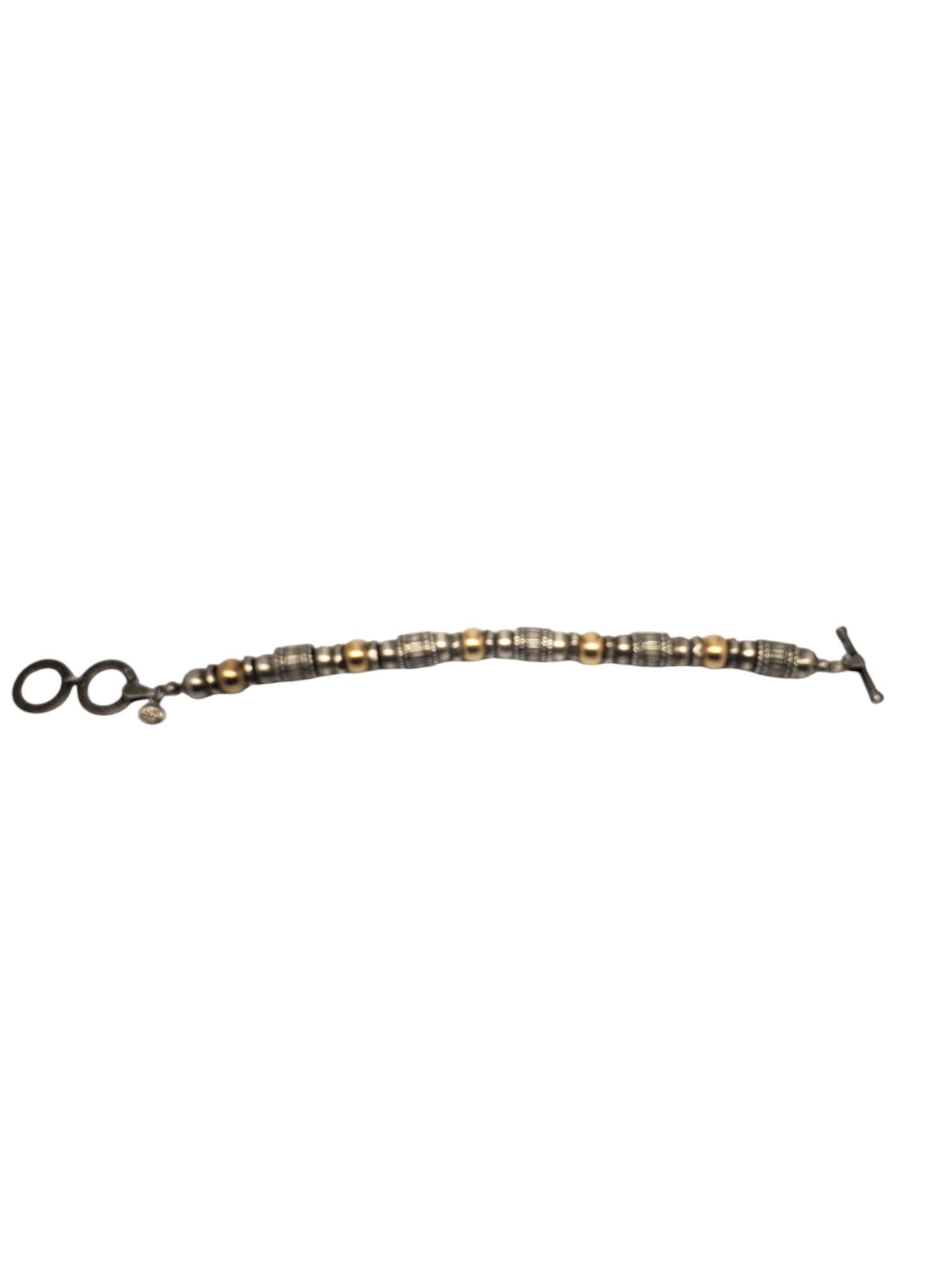 Silpada Sterling Silver & Gold Tone Bead Bracelet #21029 In Good Condition For Sale In Washington Depot, CT