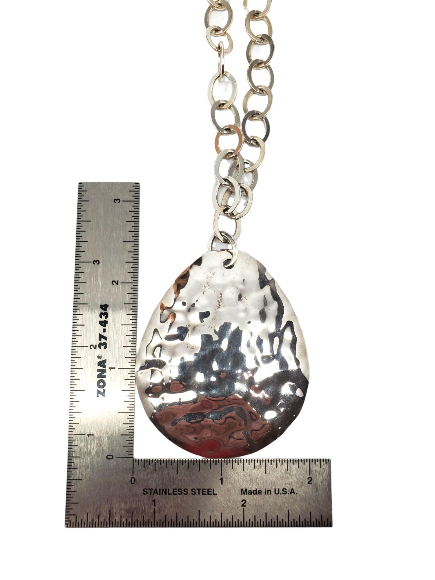 Silpada Sterling Silver Large Hammered Pendant Necklace #21425 For Sale 2
