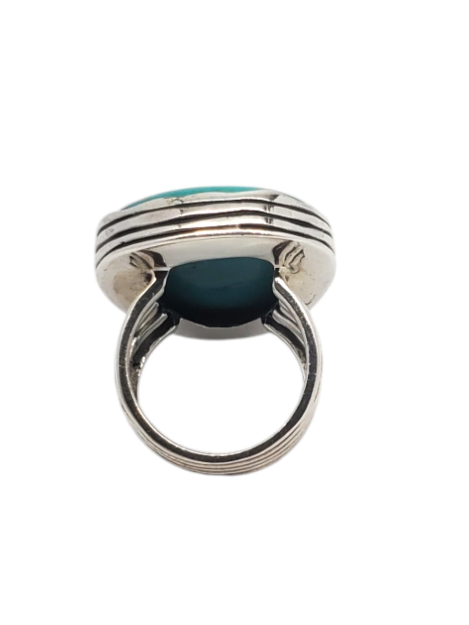 Tumbled Silpada Sterling Silver Tumble Turquoise Ring Size 7 # 20833 For Sale