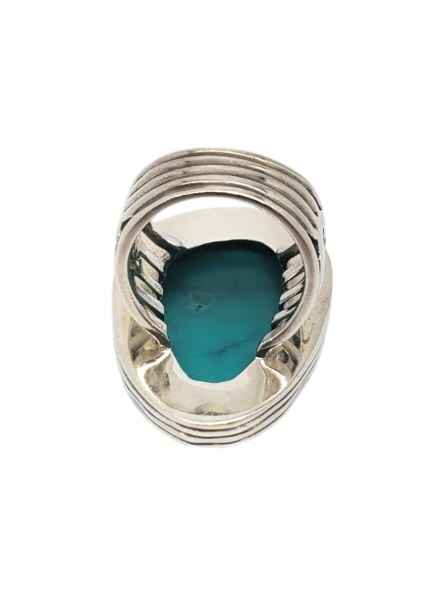 Women's Silpada Sterling Silver Tumble Turquoise Ring Size 7 # 20833 For Sale