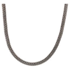 Silpada Woven Wheat Round Foxtail Chain Necklace 16 3/4" - Sterling Silver 925