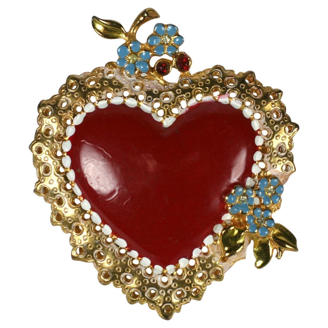 Silson Art Deco Enamel Heart For Sale