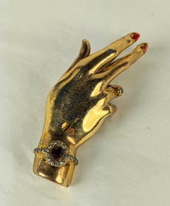Silson Art Deco Gilt Corsage Hand Brooch