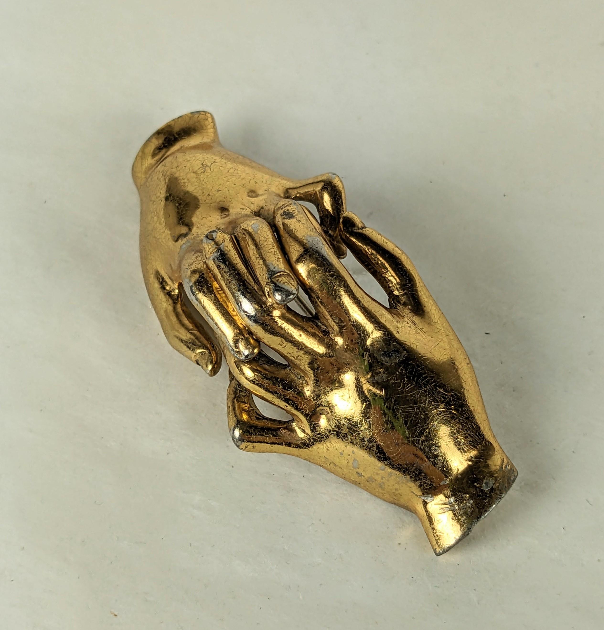 Silson Clutched Hands Retro Corsage Brooch In Good Condition For Sale In New York, NY