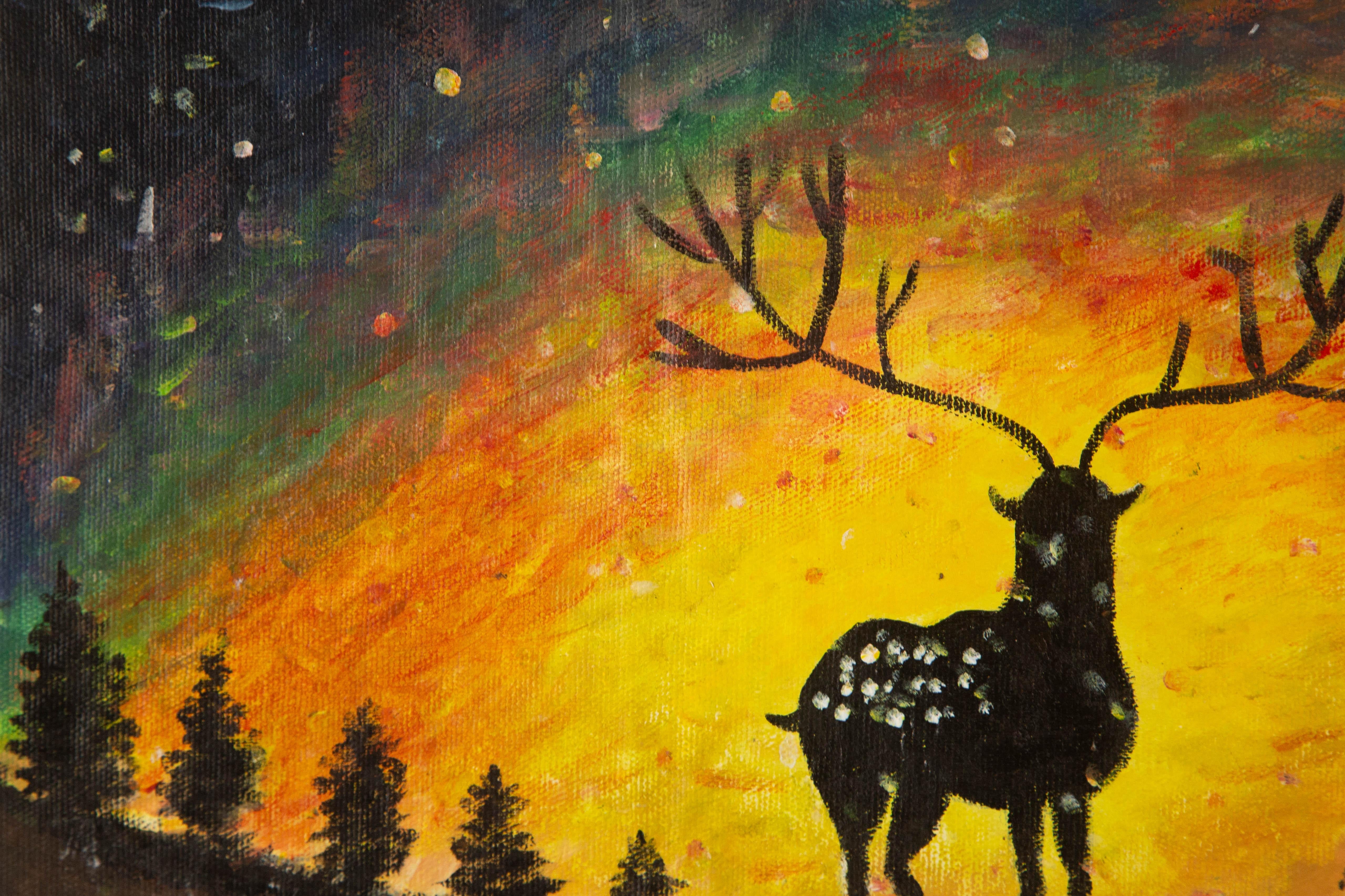 Silu Niu Animal Original Acrylic On Canvas 