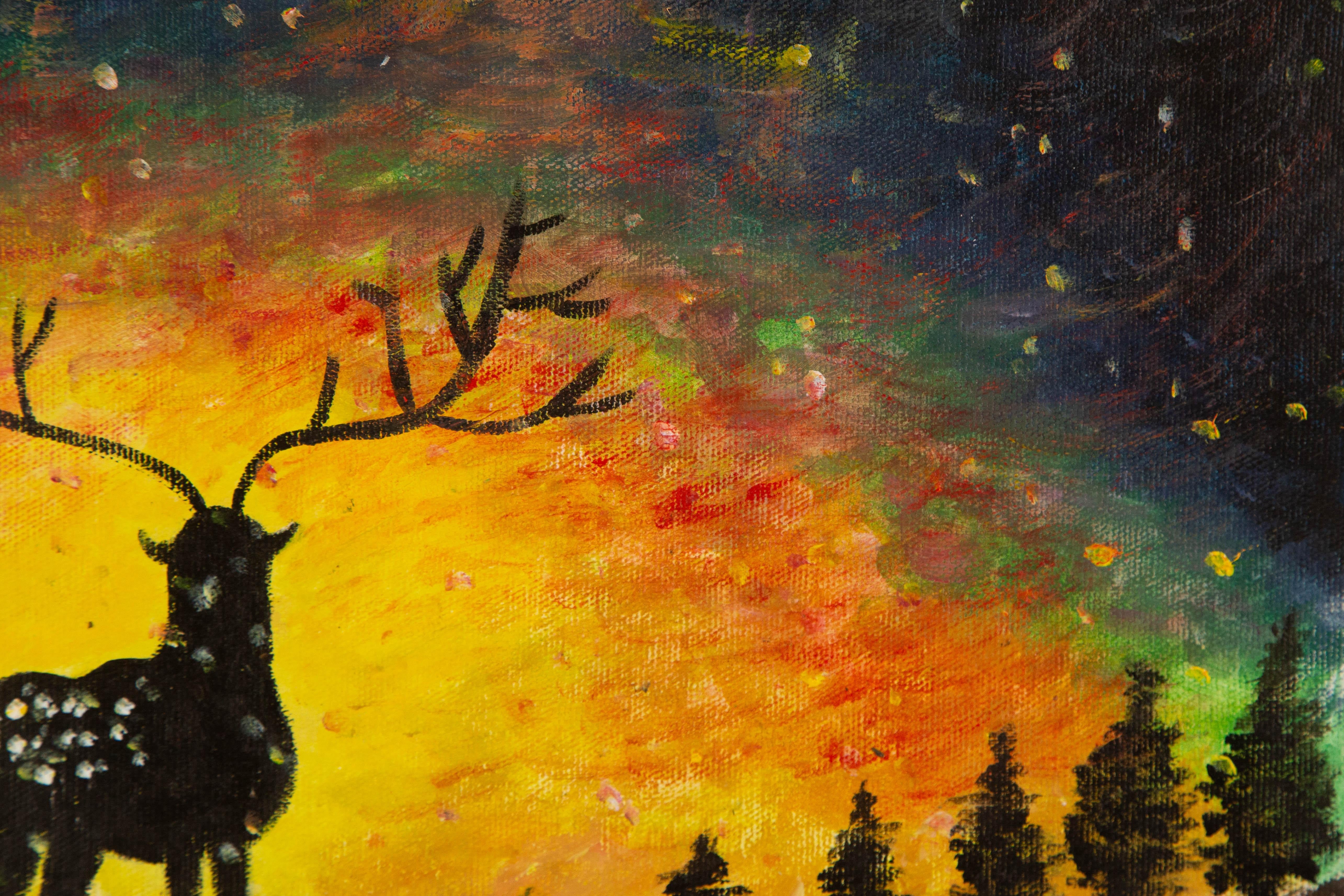 Silu Niu Animal Original Acrylic On Canvas 