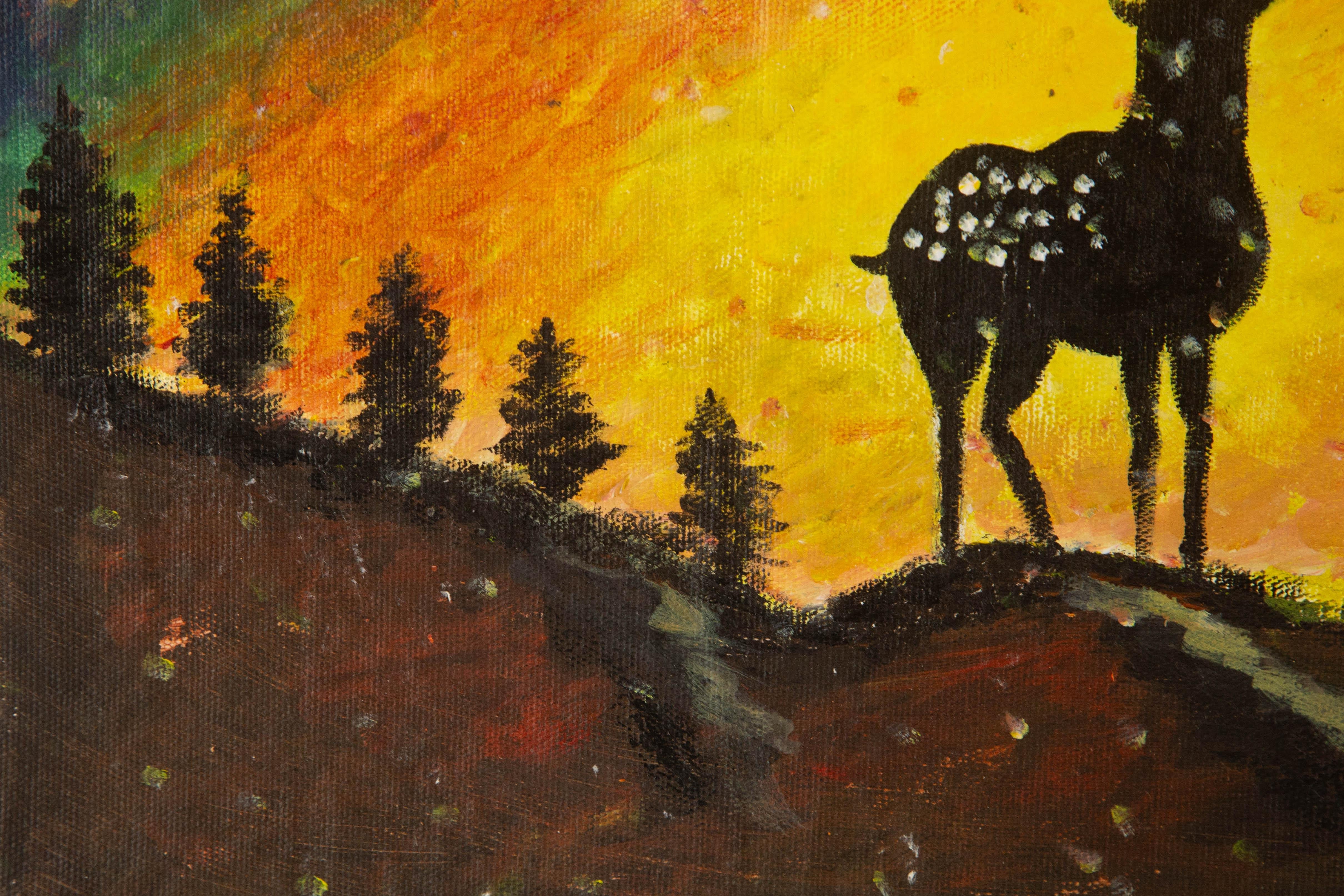 Silu Niu Animal Original Acrylic On Canvas 