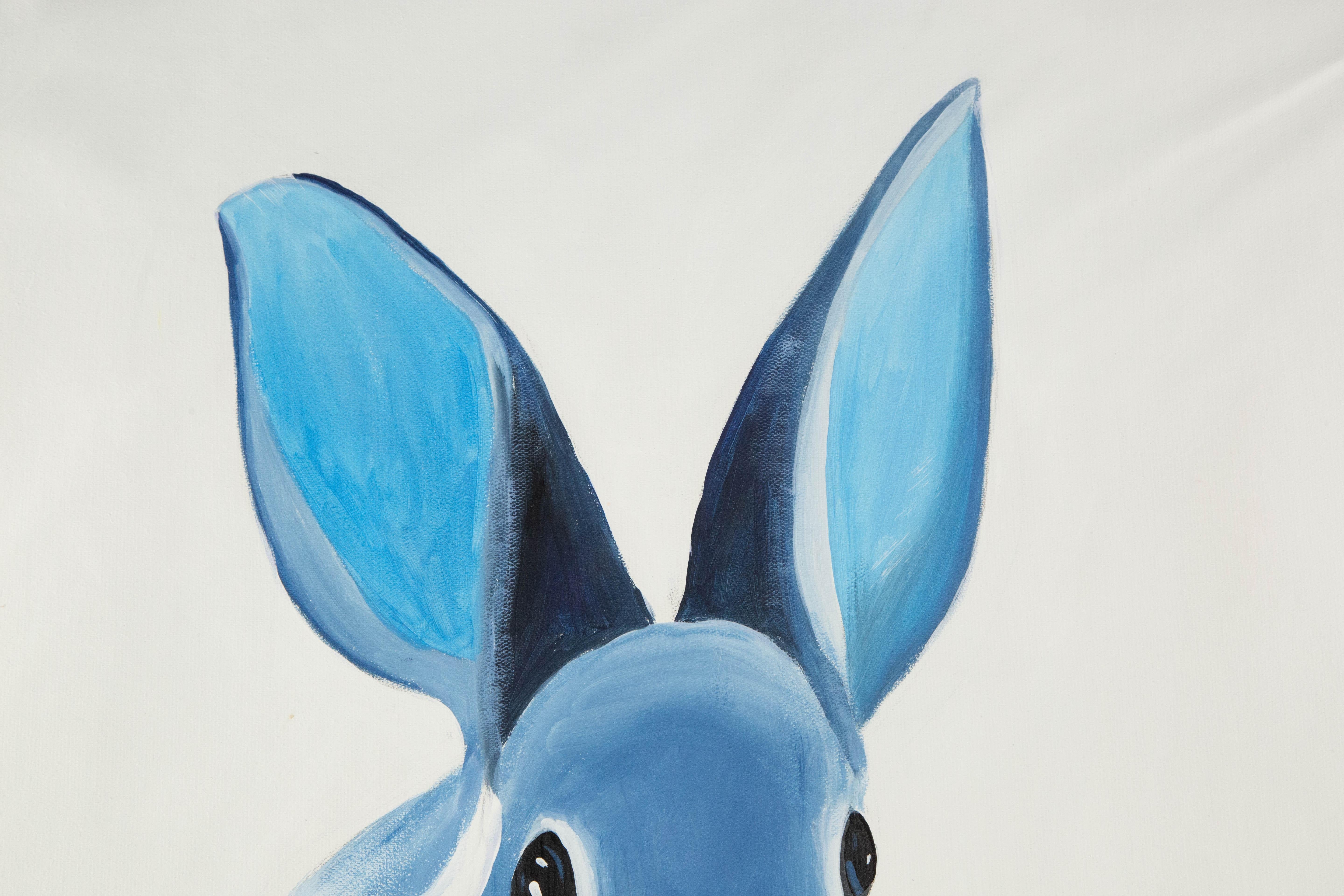 Silu Niu Tier Original Acryl auf Leinwand „Waitting - Blue“ im Angebot 1