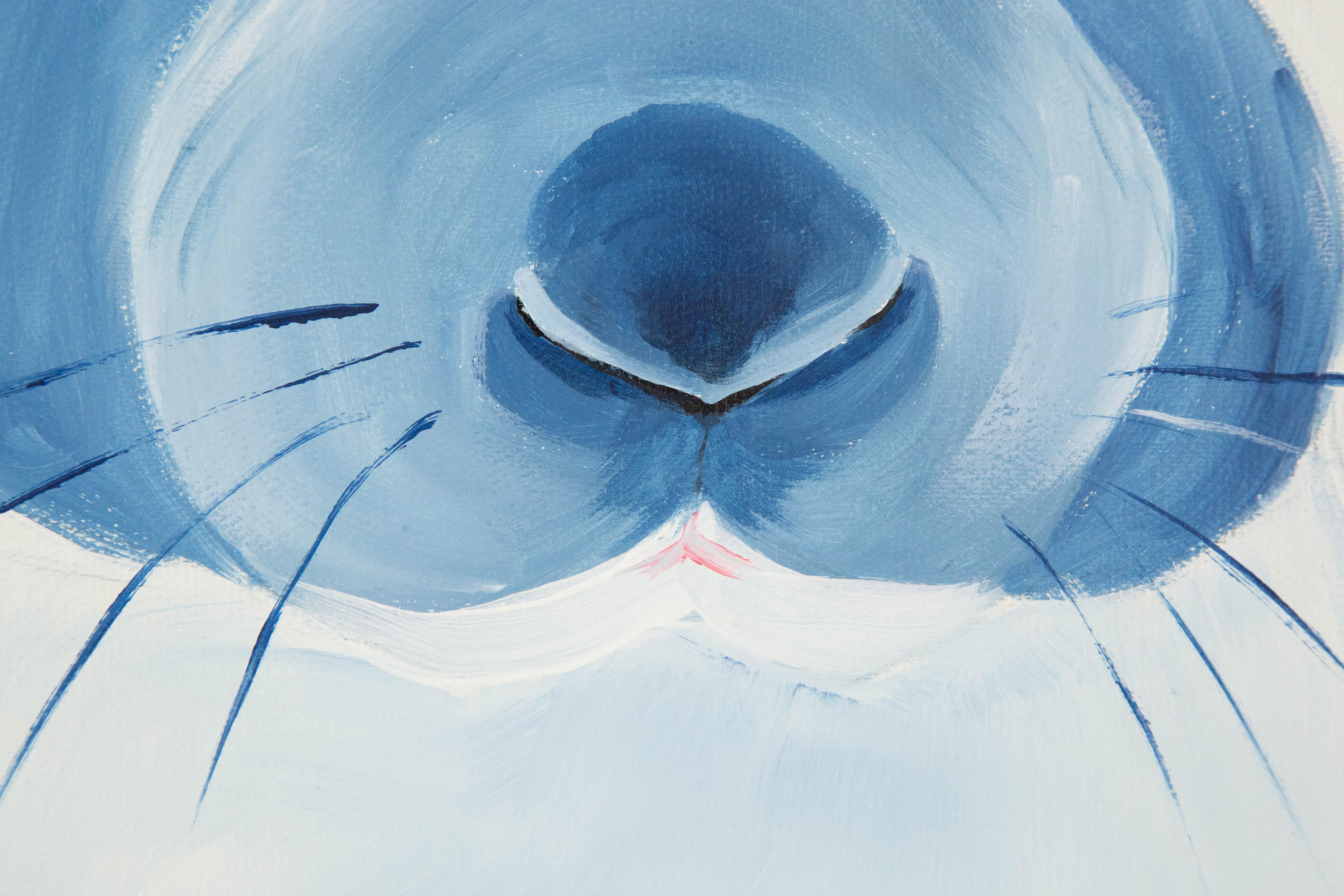 Silu Niu Tier Original Acryl auf Leinwand „Waitting - Blue“ im Angebot 4