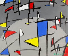 Silu Niu Contemporary Original Acrylic On Canvas "Red, Yellow and Blue"