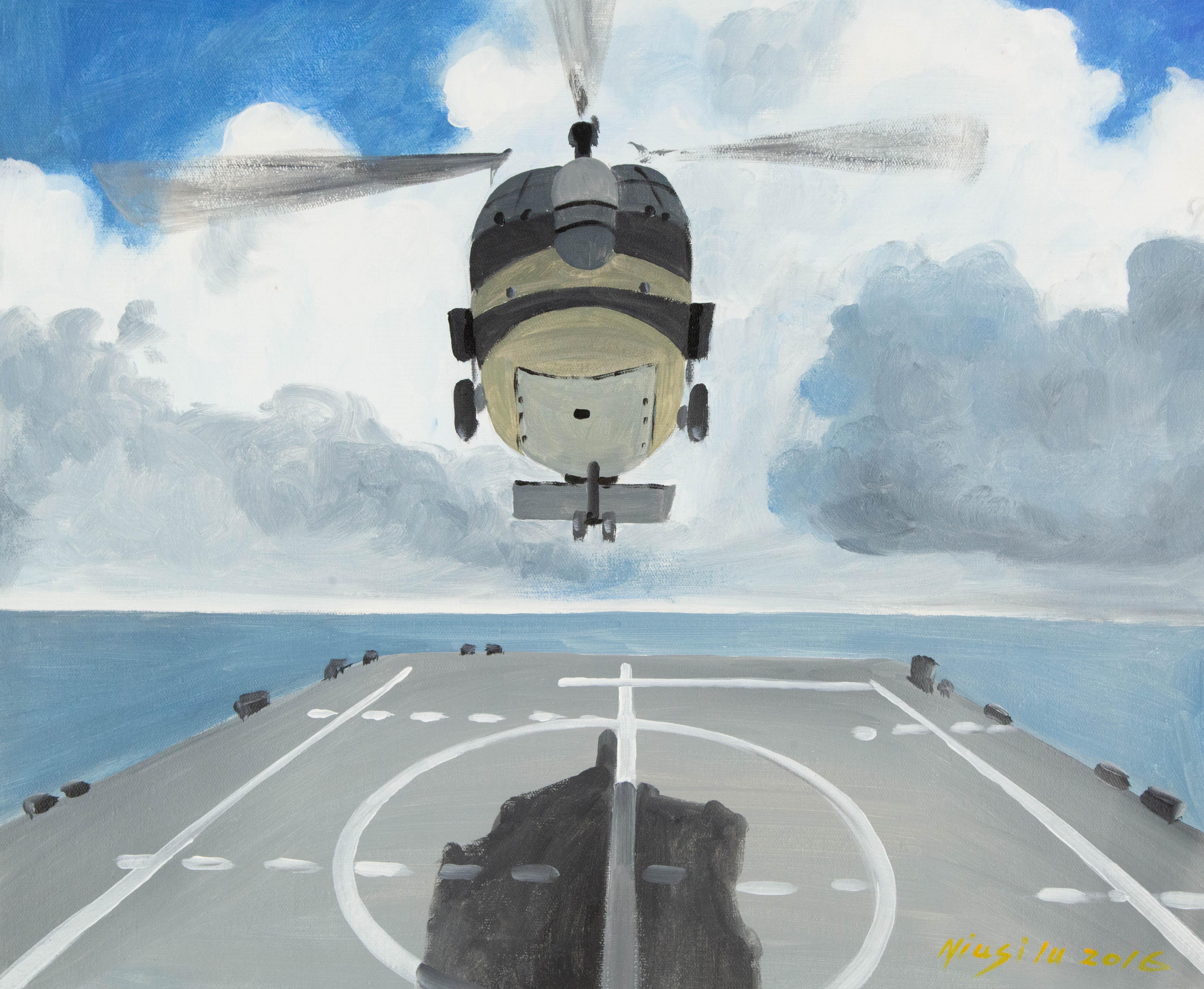 Silu Niu Contemporary Original Acrylic On Canvas "The Helicopter"
