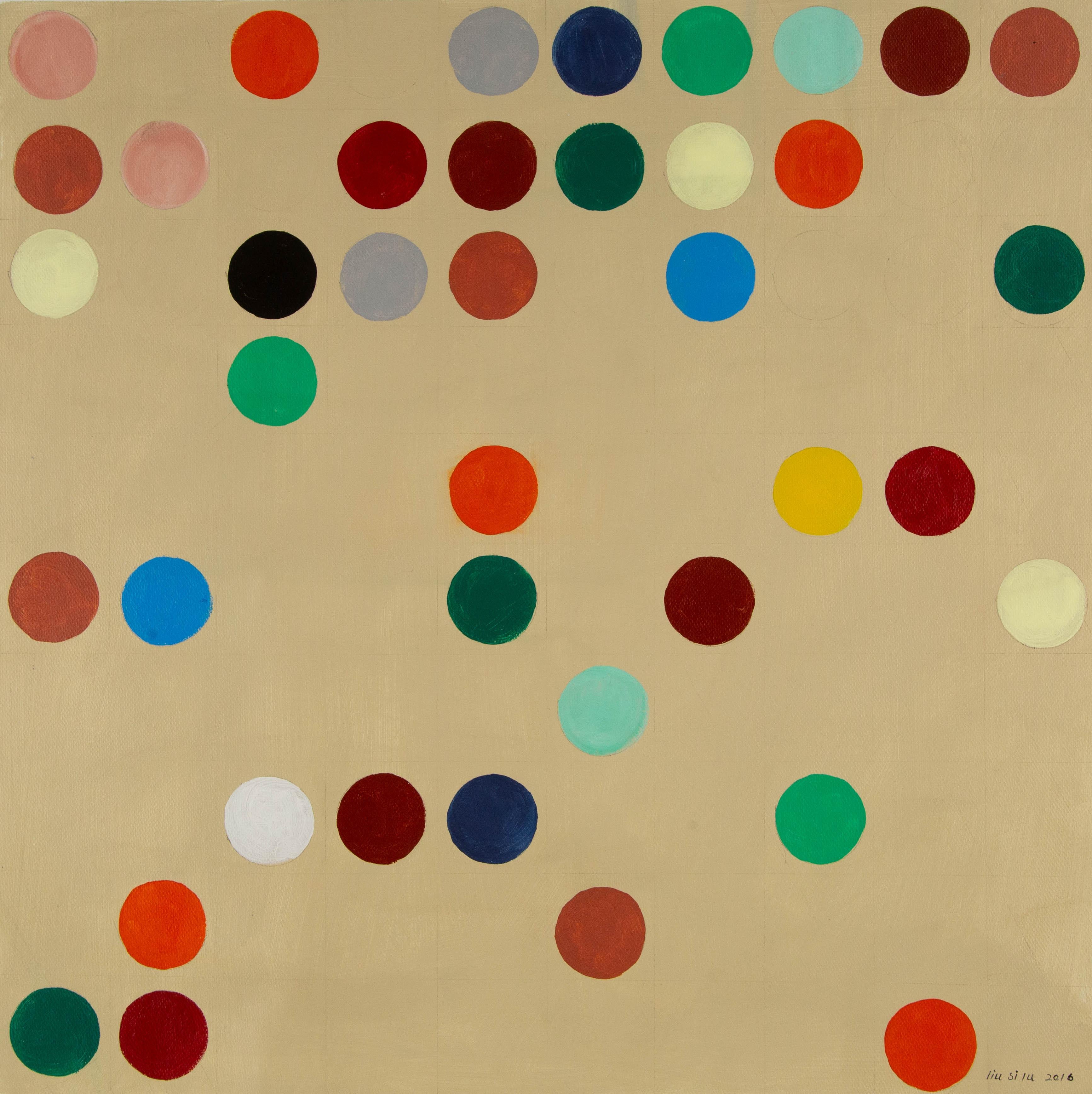   Titolo: Dot Dot
 Medium: Olio su tela
 Dimensioni: 19,5 x 19,5 pollici
 Cornice: Possibilità di incorniciatura!
 Condizioni: Il dipinto appare in ottime condizioni.
 Nota: questo quadro non è teso
 Anno: 2016
 Artista: Silu Niu
 Firma: Firmato

