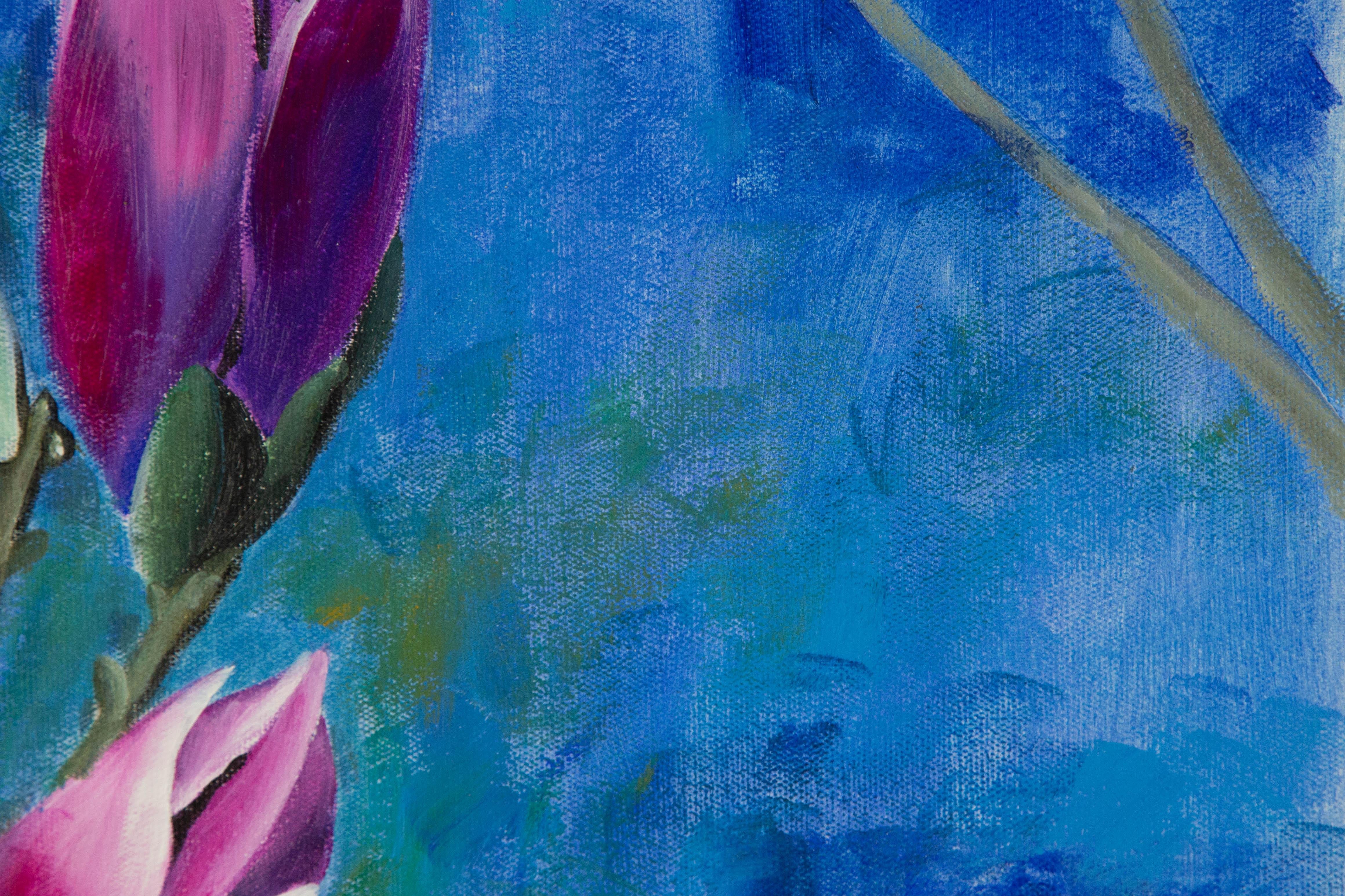 Silu Niu Floral Original Acrylic On Canvas 