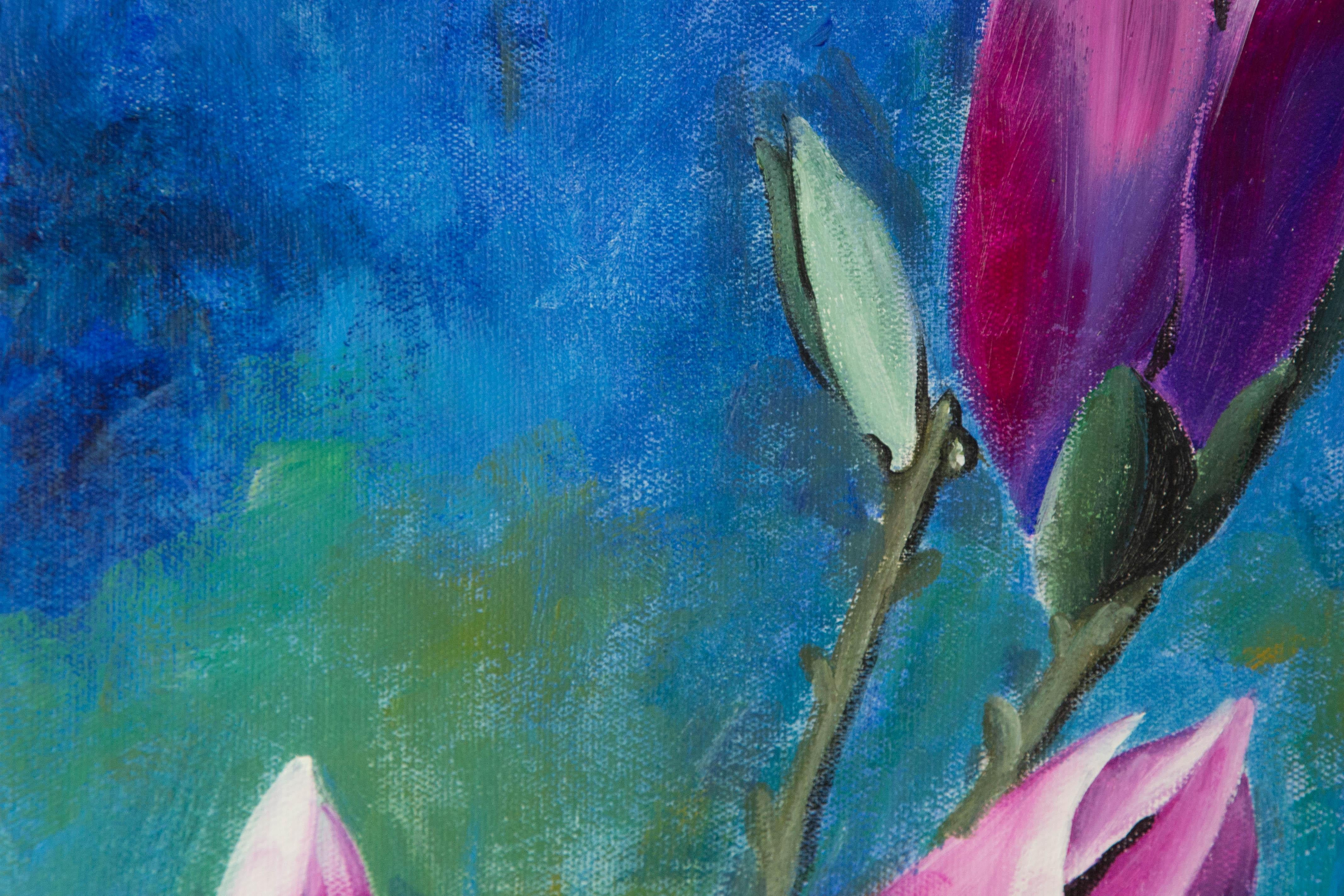 Silu Niu Floral Original Acrylic On Canvas 