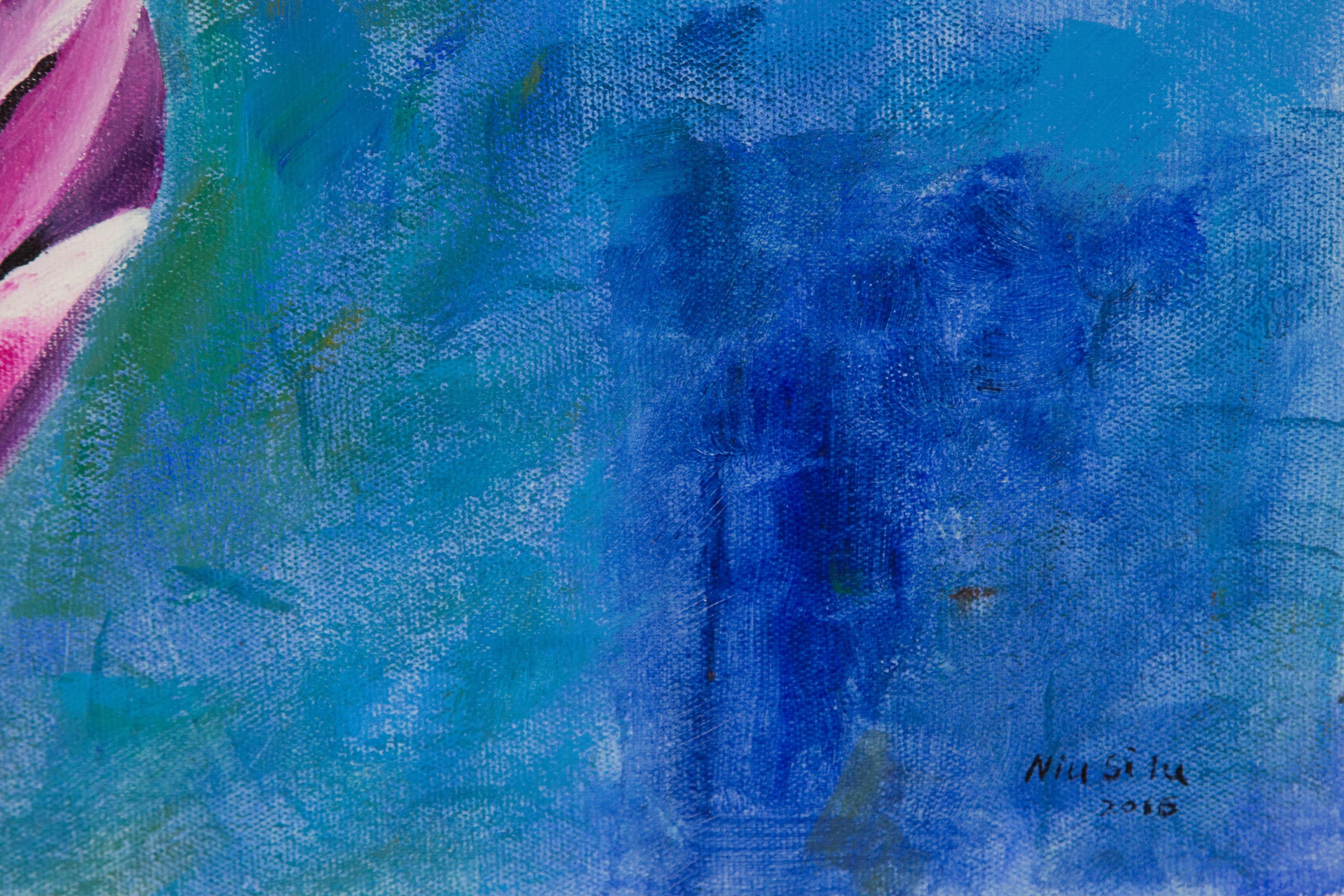 Silu Niu Floral Original Acrylic On Canvas 
