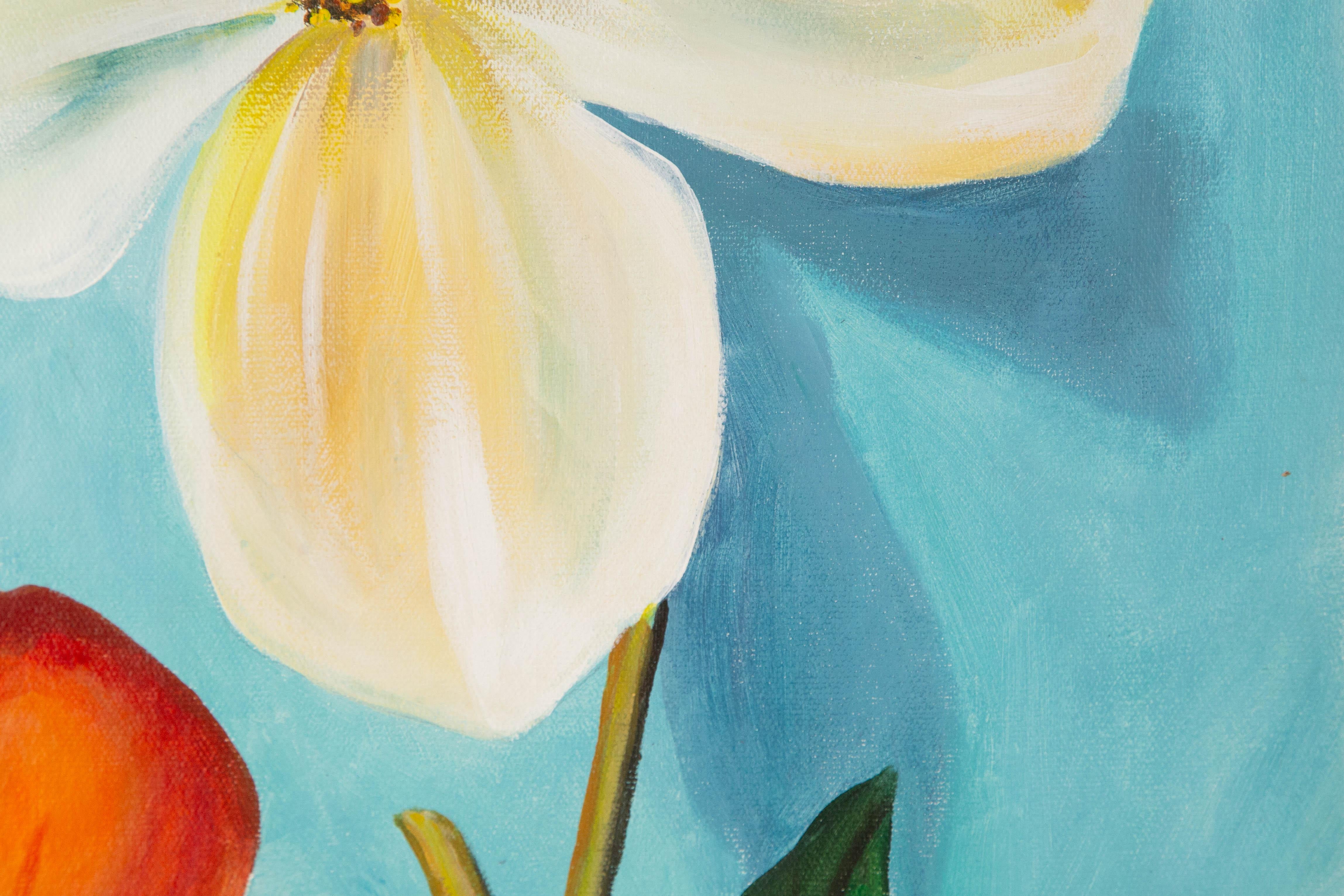 Silu Niu Floral Óleo original sobre lienzo 