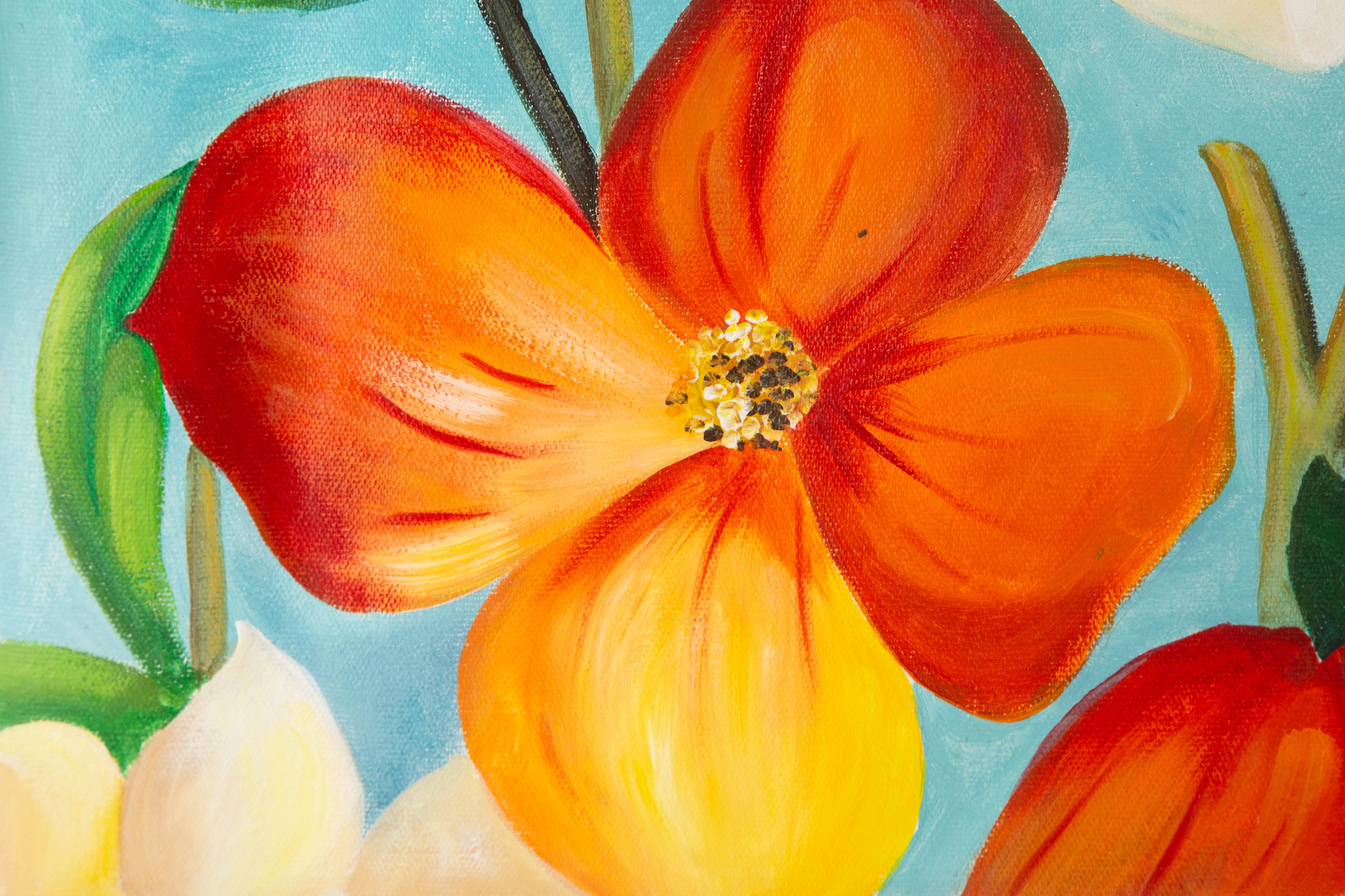 Silu Niu Floral Óleo original sobre lienzo 