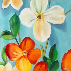 Silu Niu Floral Original Öl auf Leinwand "Kletternde Blumen"