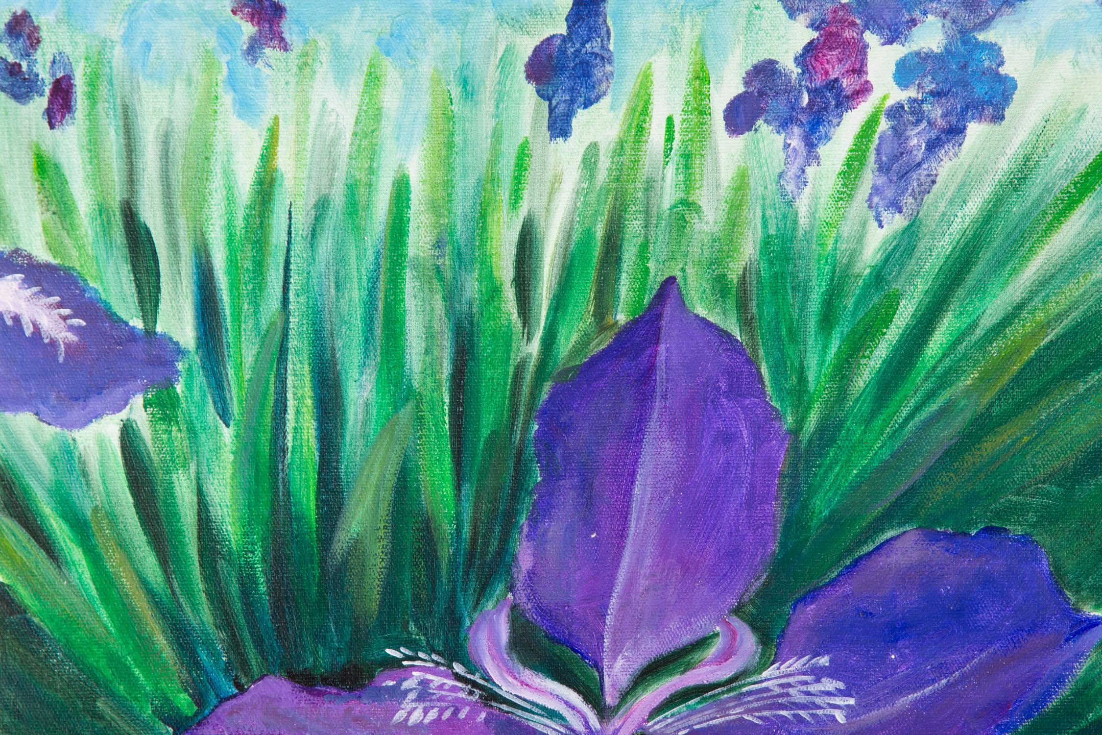  Title: Iris 3
 Medium: Oil on canvas
 Size: 19.75 x 19.5 inches
 Frame: Framing options available!
 Condition: The painting appears to be in excellent condition.
 Note: This painting is unstretched
 Year: 2016
 Artist: Silu Niu
 Signature: Signed
