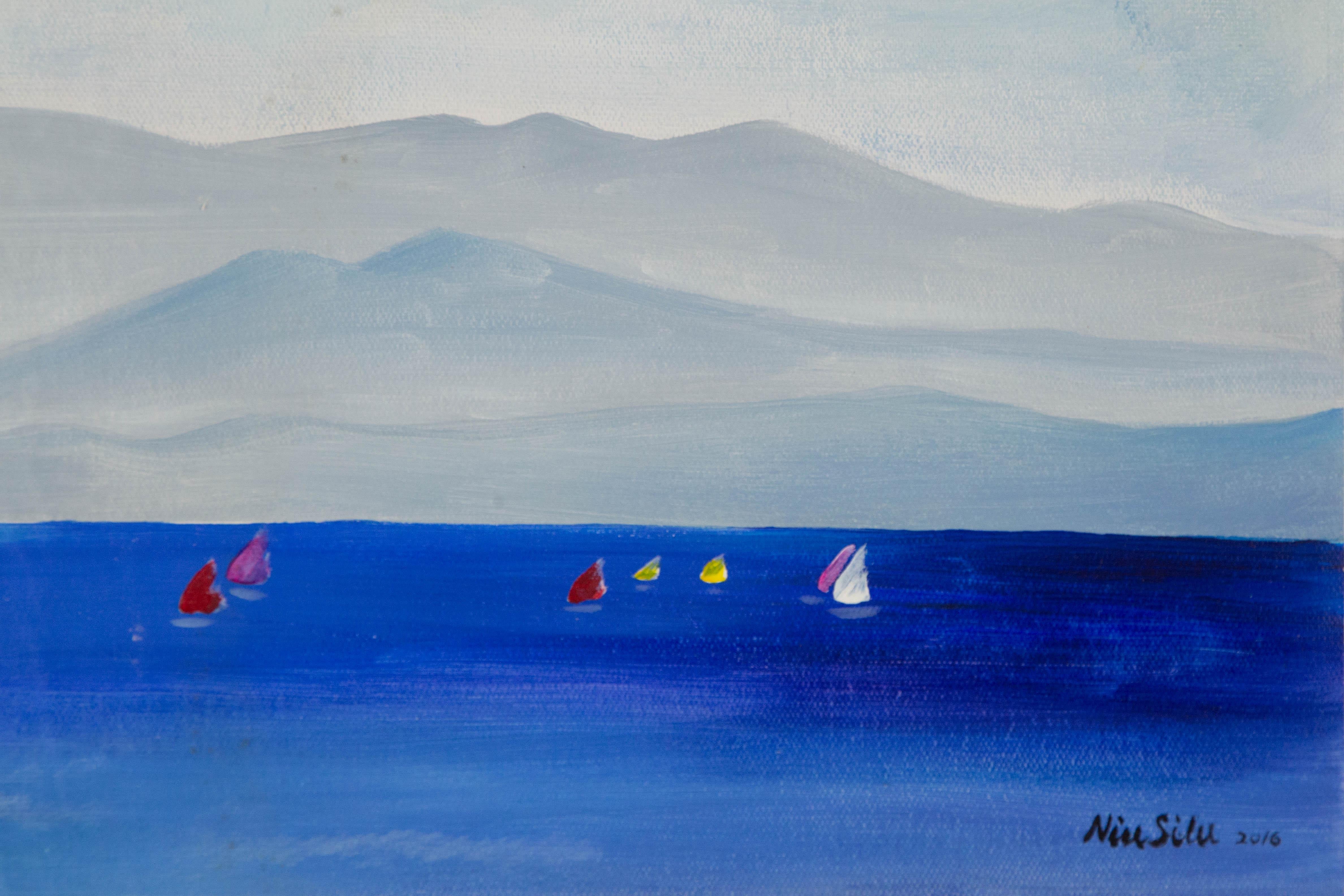 Silu Niu Landscape Original Acrylic On Canvas 