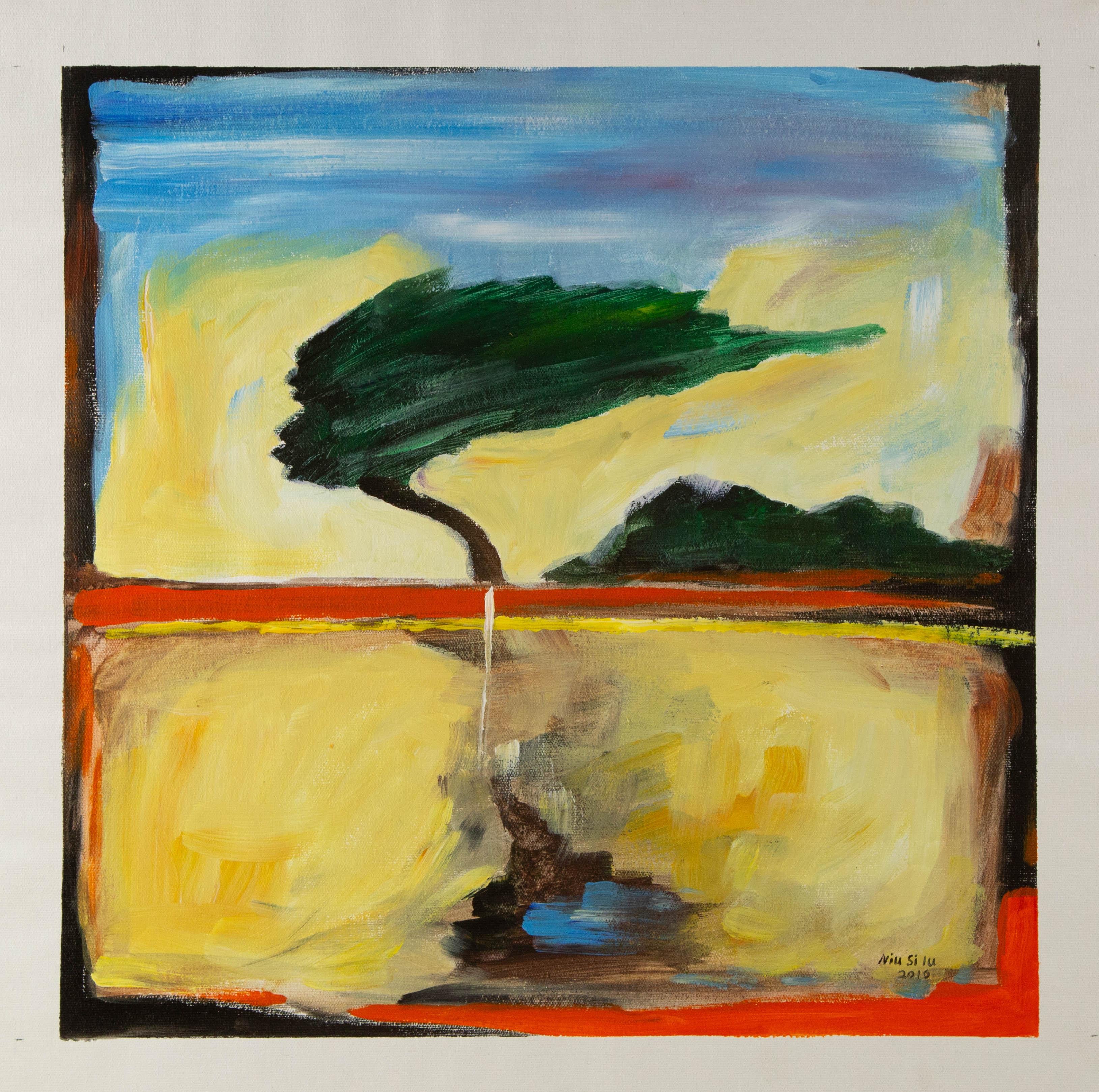 Silu Niu Landscape Original Acrylic On Canvas 