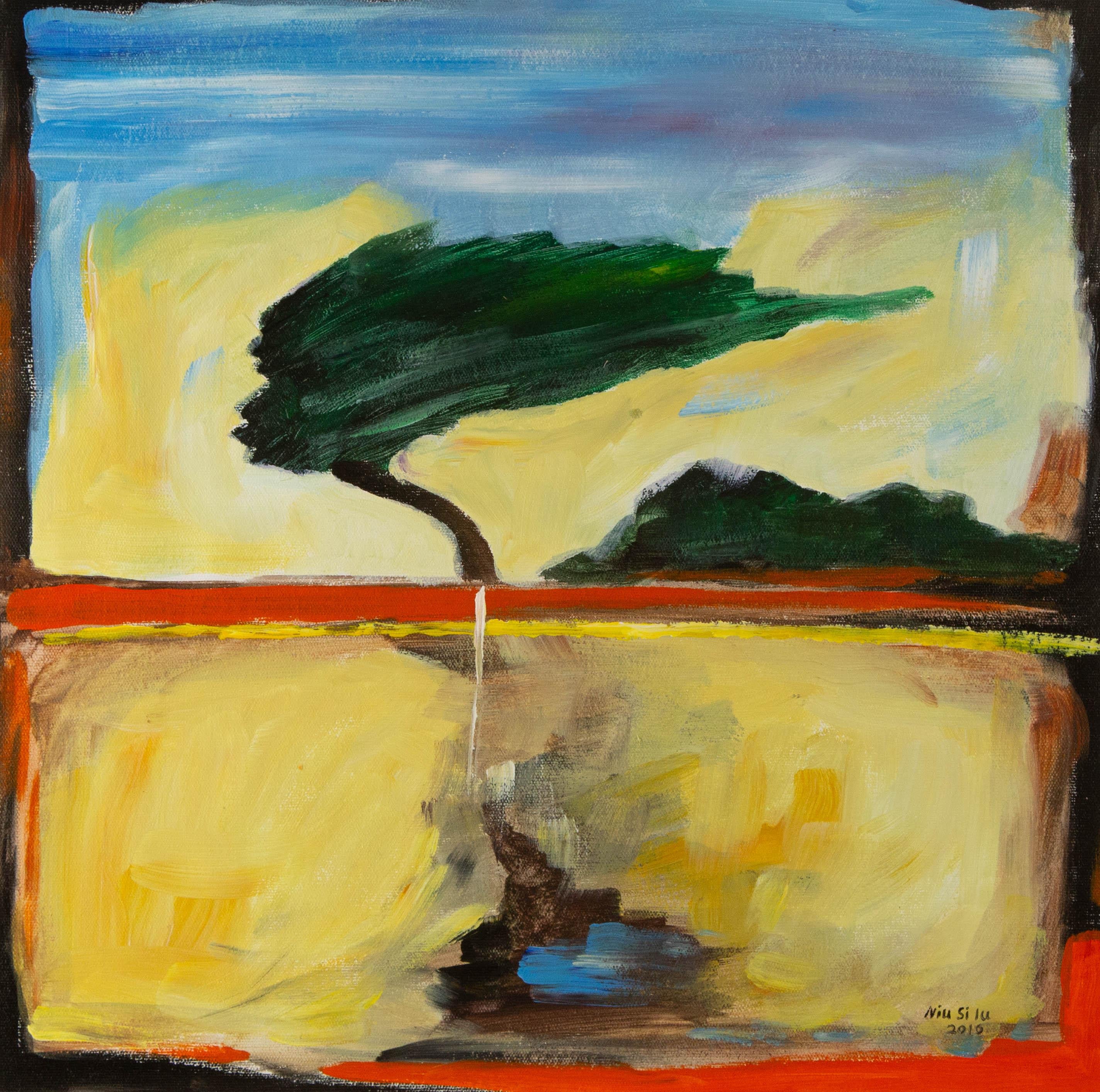  Title: Reflection of the Wind
 Medium: Oil on canvas
 Size: 19.75 x 19.75 inches
 Frame: Framing options available!
 Condition: The painting appears to be in excellent condition.
 Note: This painting is unstretched, shipped rolled unless