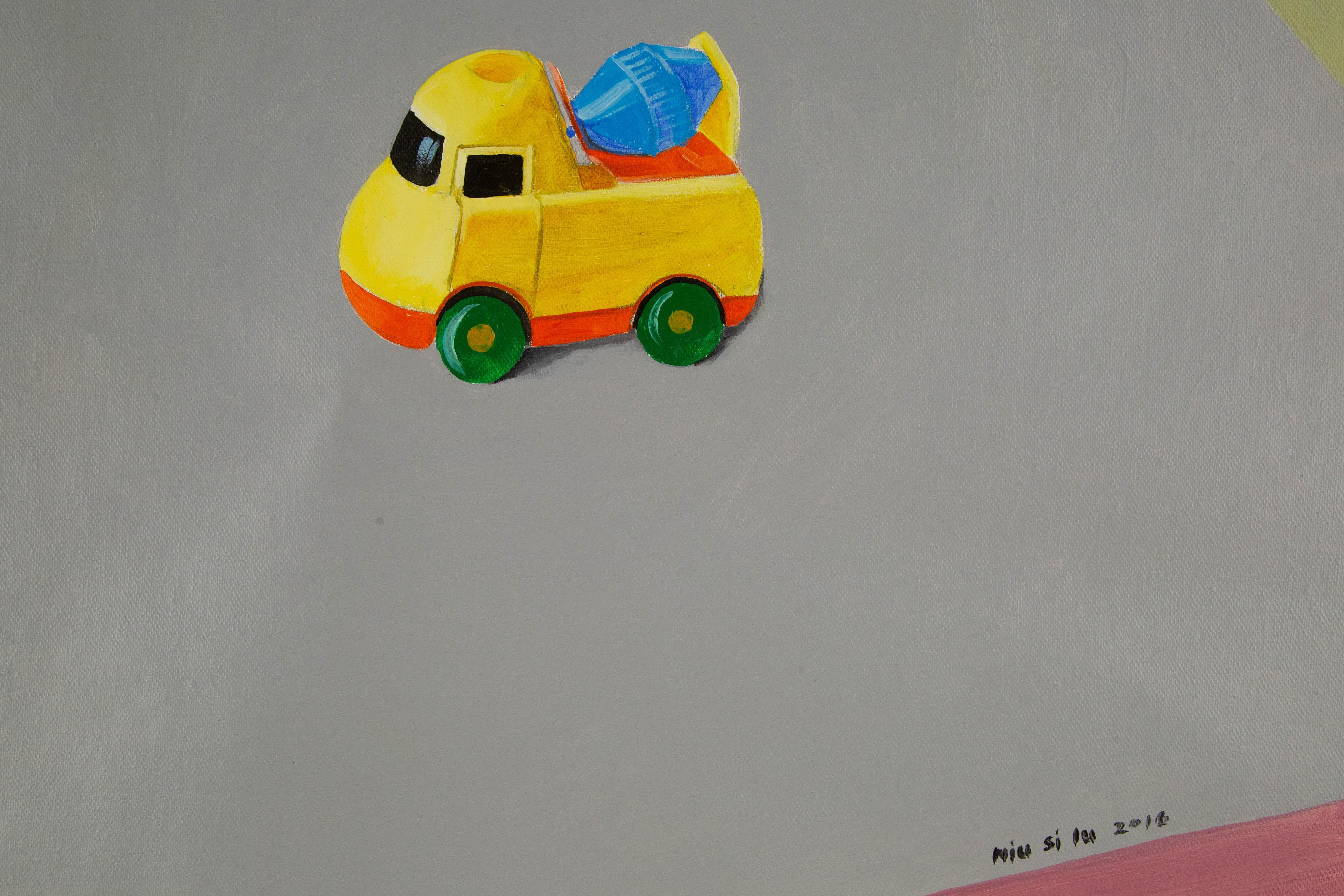 Silu Niu Landschaft, Original-Ölgemälde „Little Car“, Silu Niu im Angebot 2