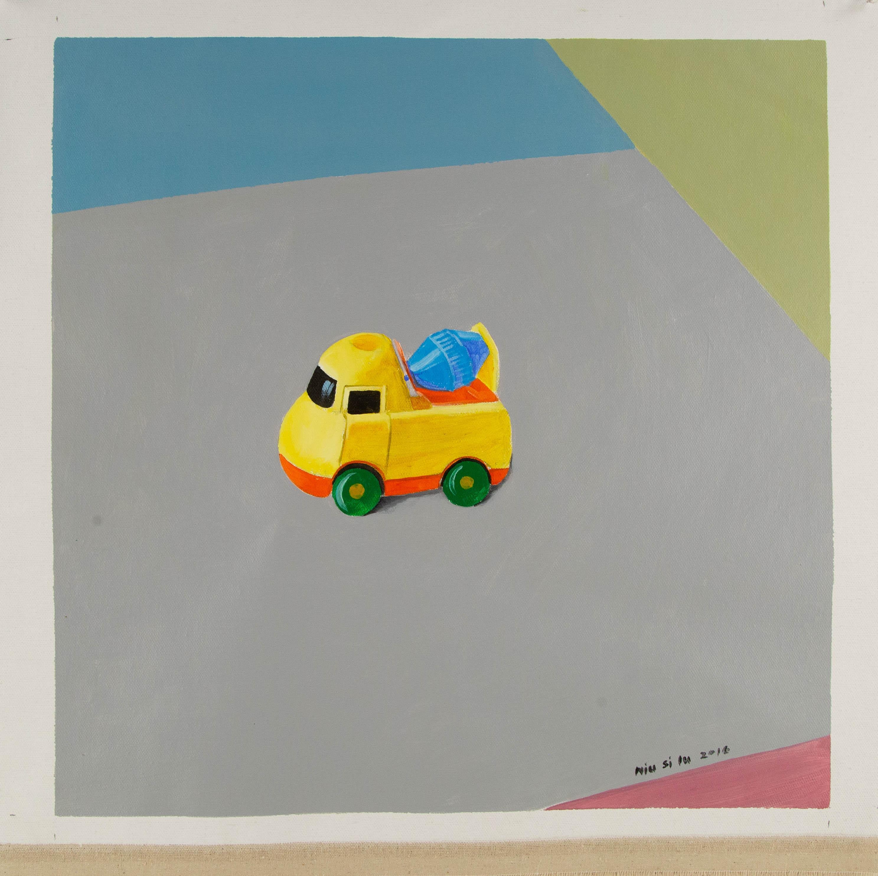 Silu Niu Landschaft, Original-Ölgemälde „Little Car“, Silu Niu im Angebot 5