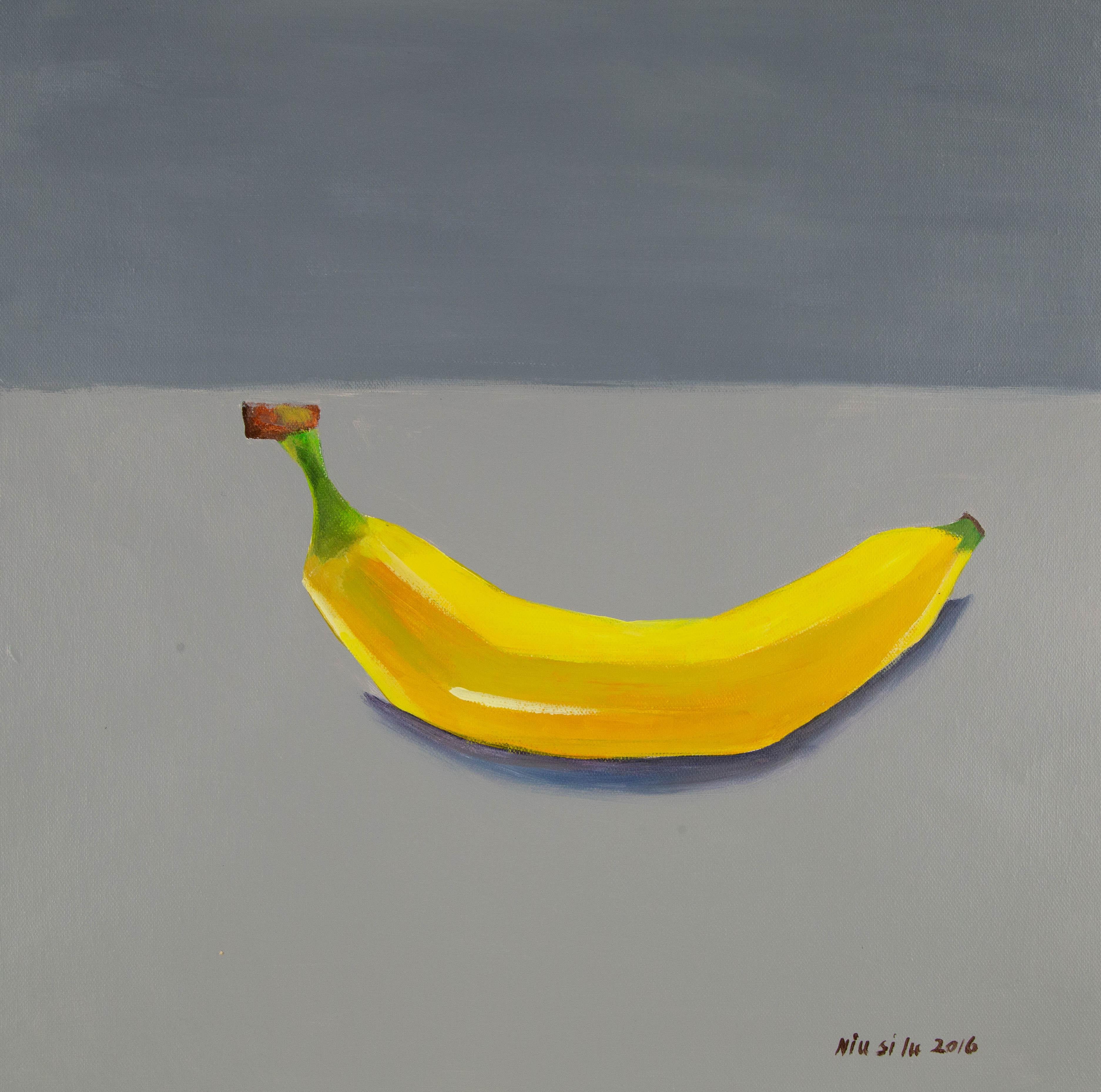   Titel: Banane
 Medium: Öl auf Leinwand
 Größe: 19,5 x 19,5 Zoll
 Rahmen: Einrahmungsmöglichkeiten vorhanden!
 Zustand: Das Gemälde scheint in ausgezeichnetem Zustand zu sein.
 Hinweis: Dieses Gemälde ist nicht aufgespannt.
 Jahr: 2016
 Künstler: