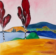 Peinture à l'huile originale sur toile « Colorful Mountain 2 » de Silu Niu Landscape