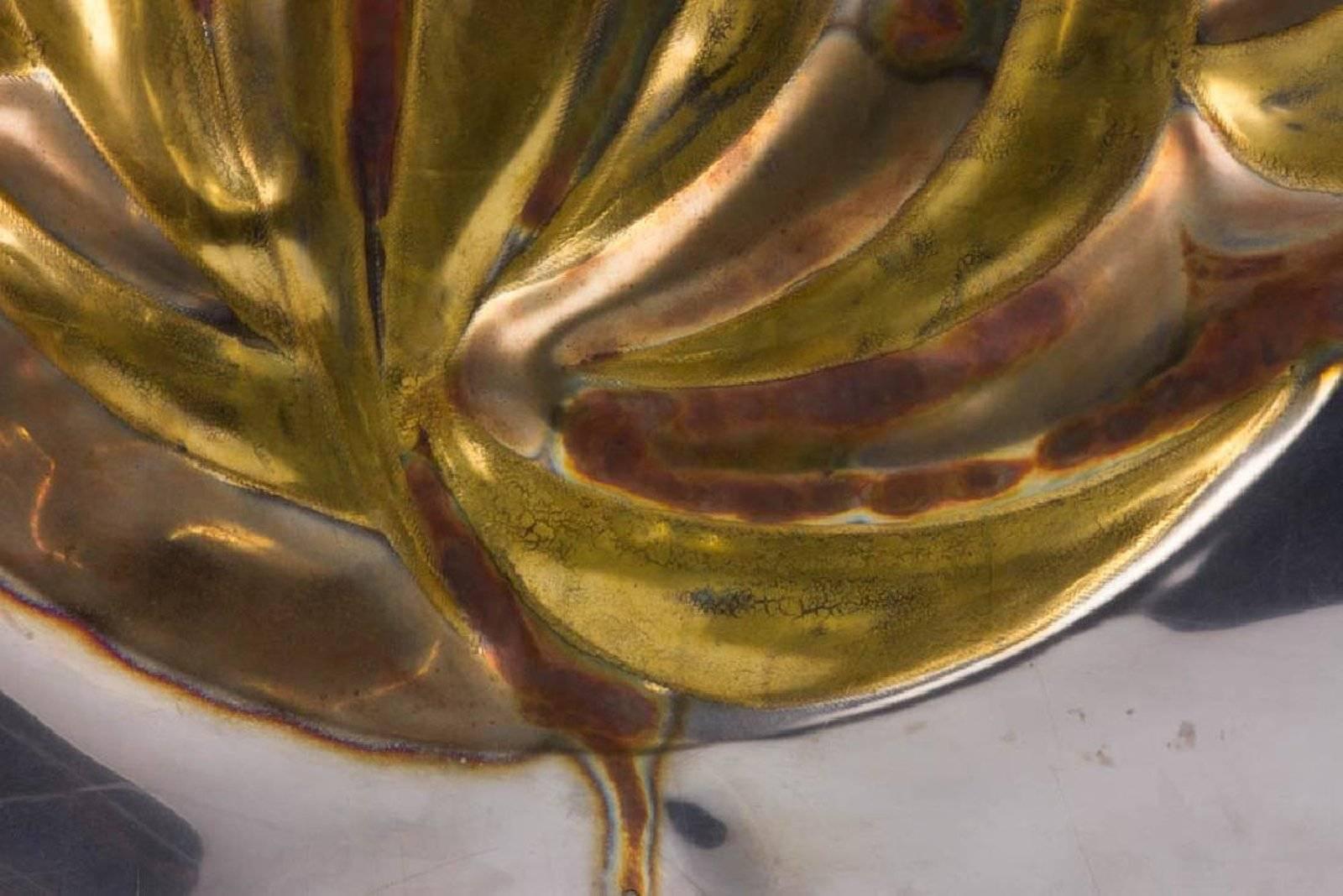 Italian Silvana Cenci Signed Mid Century Modern Steel Gold Explosion Sculpture  For Sale 2