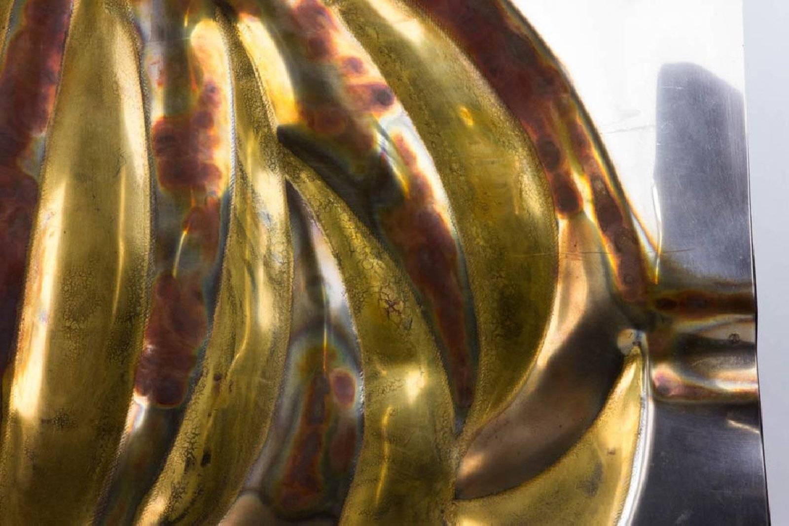 Italian Silvana Cenci Signed Mid Century Modern Steel Gold Explosion Sculpture  For Sale 5