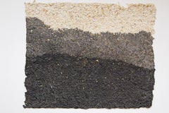 Abstract Handmade Paper Artwork with Plants, Black Earth Horizon Texture