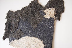 Abstract Landscape Collage Handmade Paper, Black and Natural Tones Relief Art