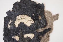 Abstract Organic Collage Handmade Paper, Black Natural Tones Relief Wall Art