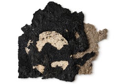 Abstract Organic Collage Handmade Paper, Black Natural Tones Relief Wall Art