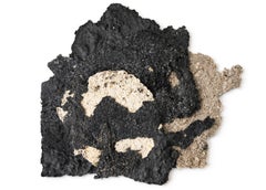Abstract Organic Collage Handmade Paper, Black Natural Tones Relief Wall Art
