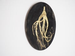 "Radici d'oro - 2" Opera d'arte astratta nera e oro