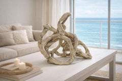 Minimalistische biomorphe abstrakte Skulptur aus Hanffasern, zeitgenössische organische Kunst