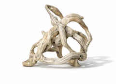 Minimalistische biomorphe abstrakte Skulptur aus Hanffasern, zeitgenössische organische Kunst