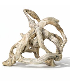 Scultura astratta biomorfa minimale in fibra di Hempe, arte organica contemporanea