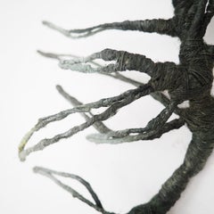 Organic Minimalist Wall Sculpture in Hemp and Wire, Botanical Form