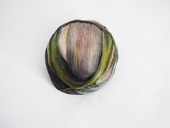 Small Contemporary Wall Object in Dyed Pink and Green Vegetable Fibers