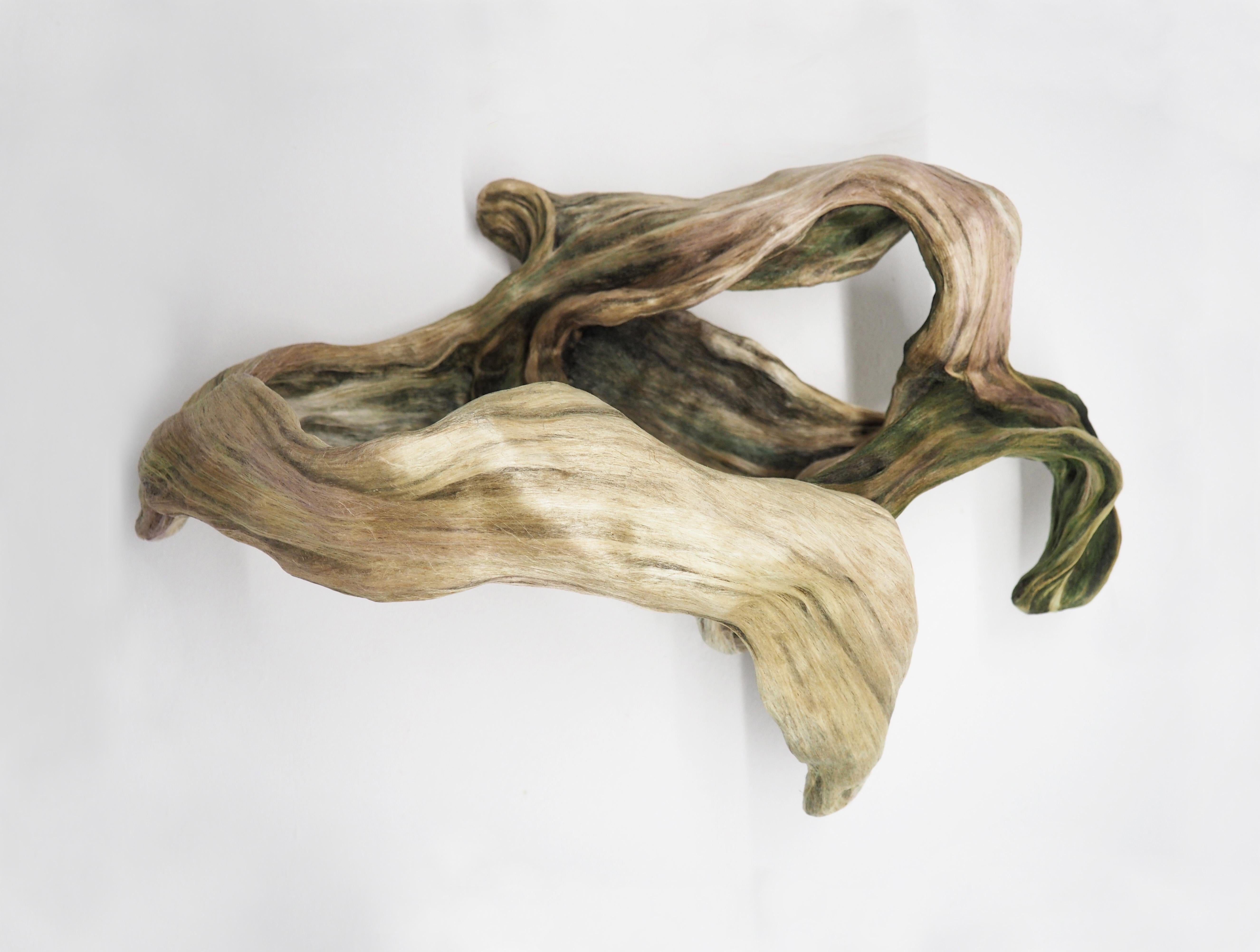 "Winged Thoughts" Abstract Sculpture, Industrial Hemp, Earth Tones, Signed - Art by Silvana Ilieva