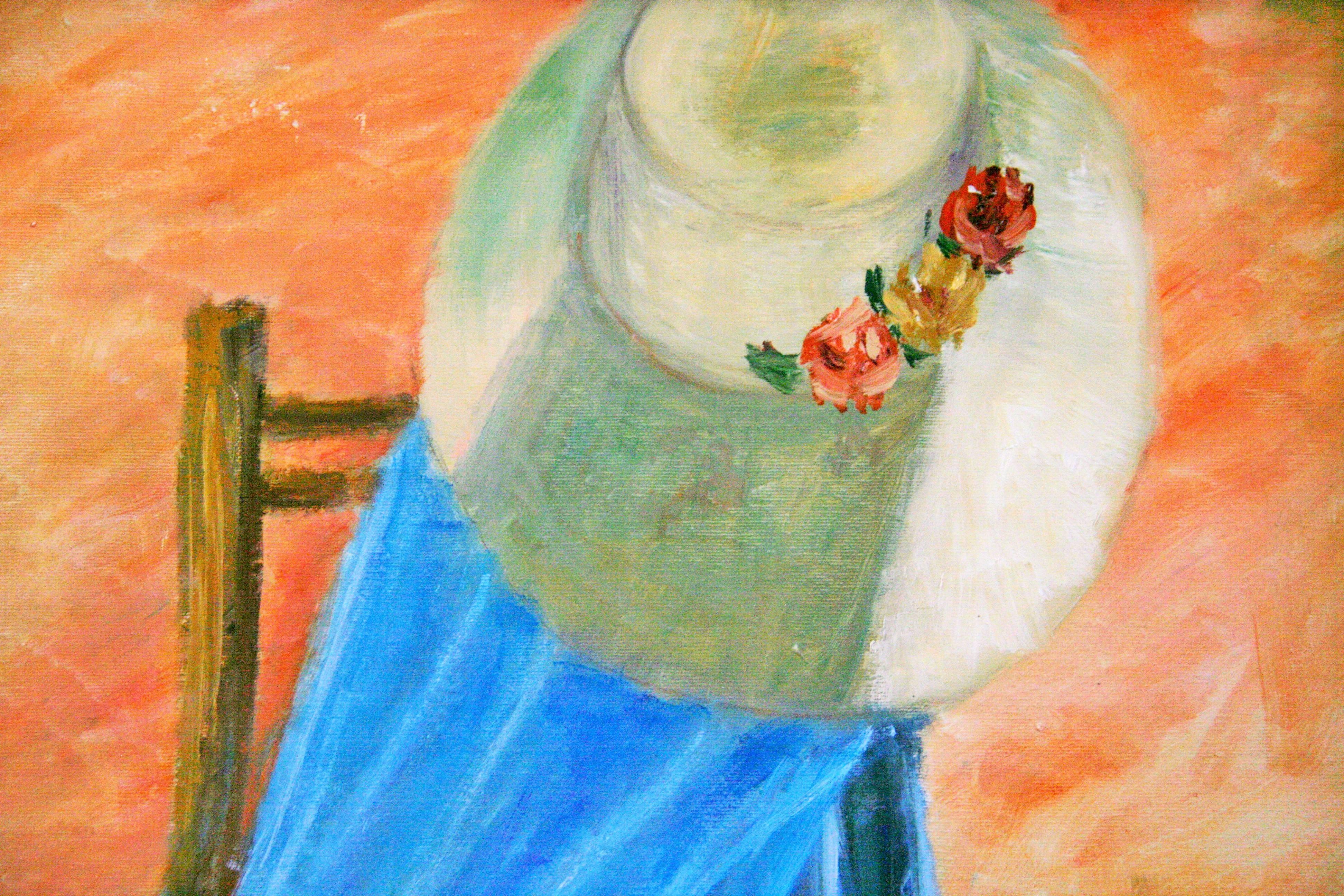 #5-5000b  Italian  large scale  impressionistic style contemporary  oil on canvas displayed in a  vintage  gilt- wood frame
.Signed lower right by Silvana Liotti.
Image size 23H x 34 W