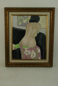 Impressionist Nude Female Acrylic Looking Out The Window 1970