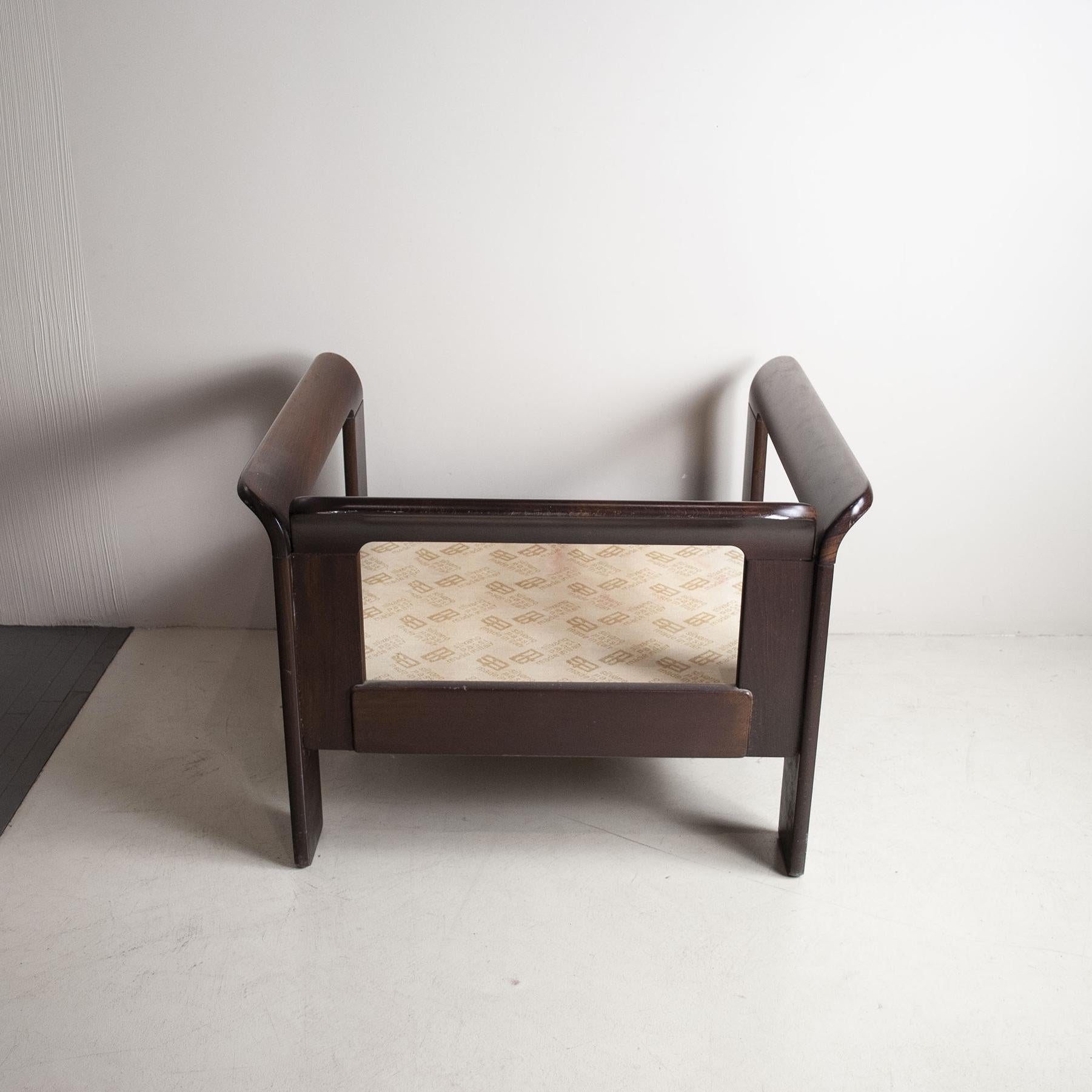 Silvano Passi Italian Mid-Century Wooden Armchair, 1970s In Good Condition For Sale In bari, IT