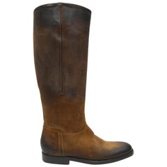 Silvano Sassetti Brown Distressed Suede Boots